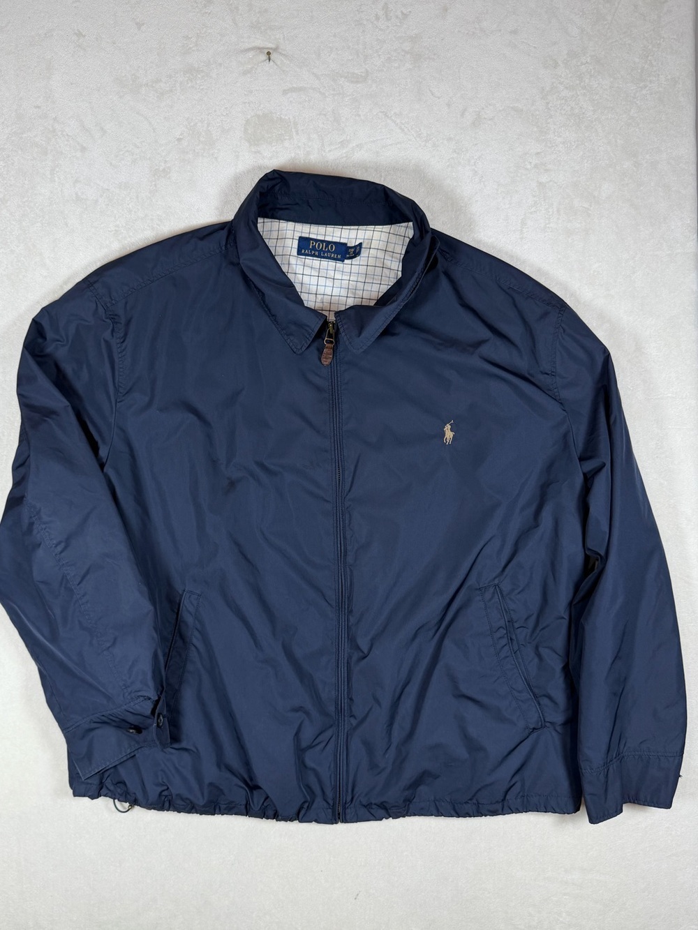Polo Ralph Lauren 2XB Navy Full-Zip Lined Windbreaker Harrington Jacket